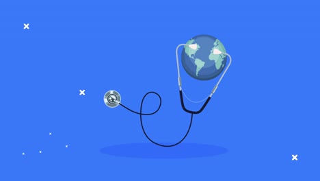 medical stethoscope with world planet