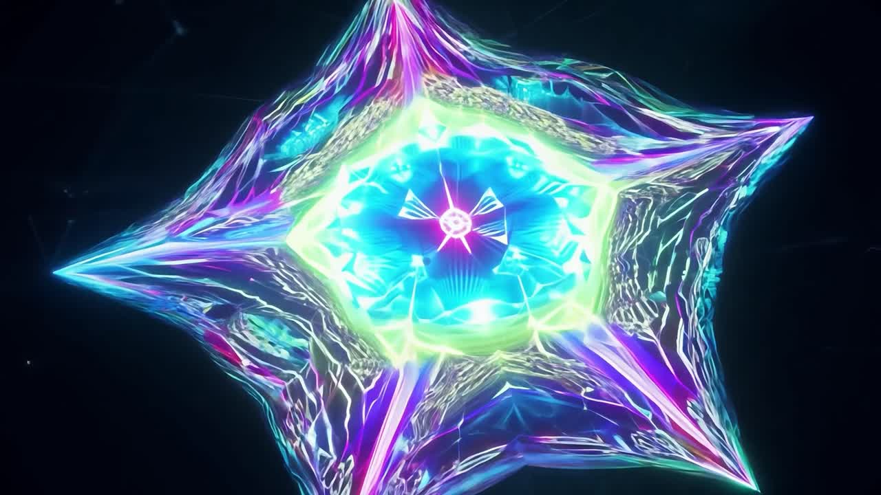 빛나는 네온 불빛으로 추상적인 기하학적 패턴