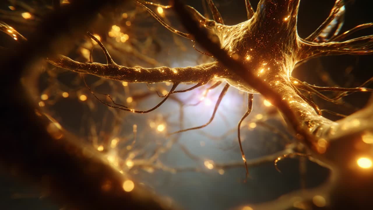 A Stunning Visualization of Neuronal Structures in a Glowing Network, Highlighting the Intricate Connections and Interactions of Neurons Through Compelling Light Effects and Cellular Detail