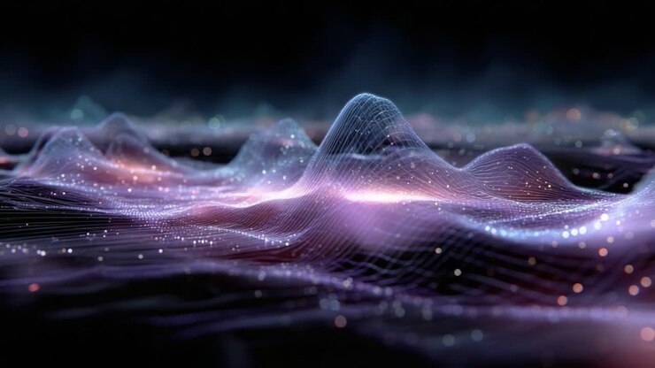 Visual Representation of Sound Waves with Ethereal Patterns and Vibrant Colors in a Cosmic Landscape Merging Music and Technology for Digital Art Enthusiasts