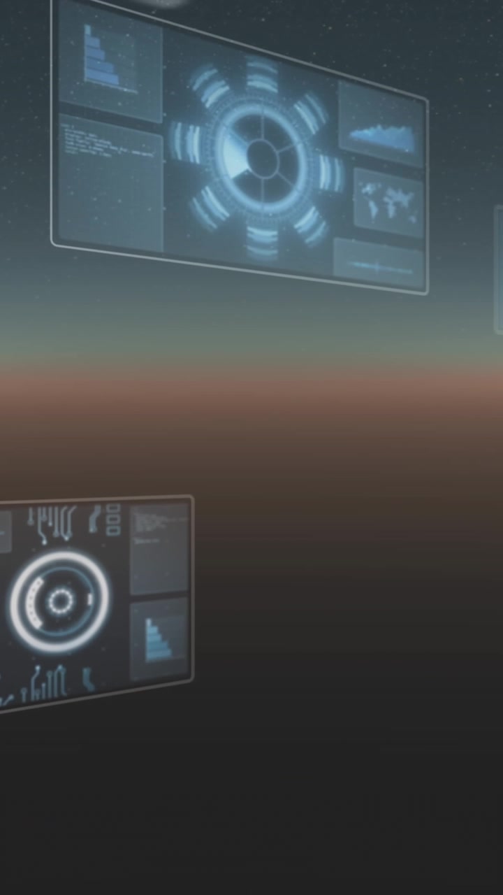 Animation of round scanners and data processing against grey background