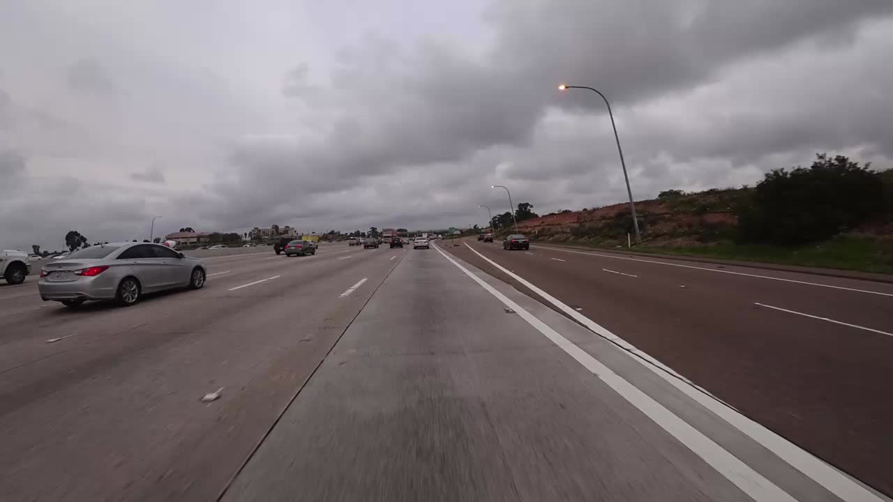 timelapse from dash cam of busy streets around san diego