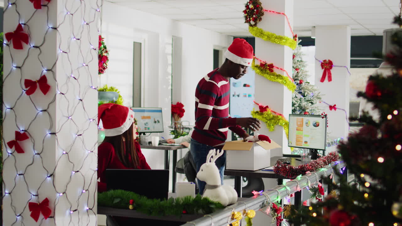 Festive office Christmas decorations