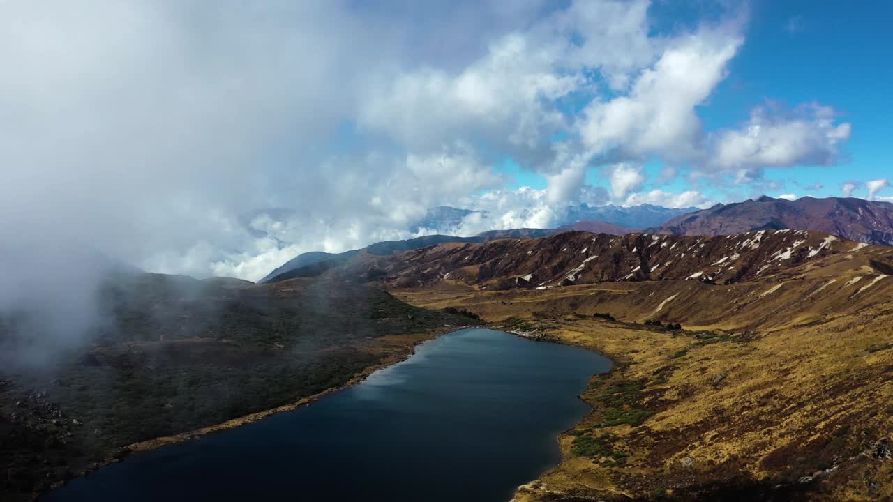 Arial Drone Shot of Himlayan Lake