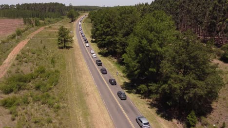 car traffic along gualeguaychu-fray bentos country road at border between argentina and uruguay