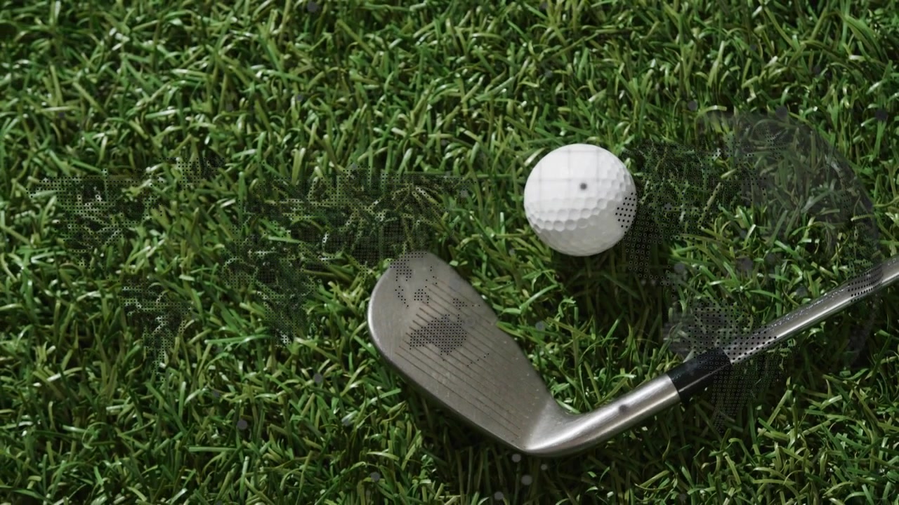 Golf iron swinging starting drill shot halftone appearing ball lifting club following ball resting