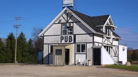 establishing shot of a rural pub