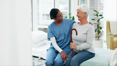 healthcare, black woman nurse hugging a senior