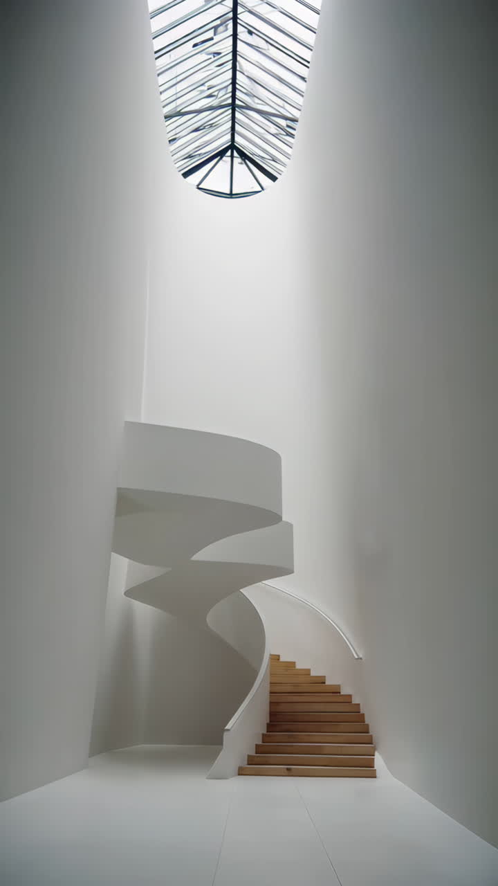 Modern Spiral Staircase in a White Interior