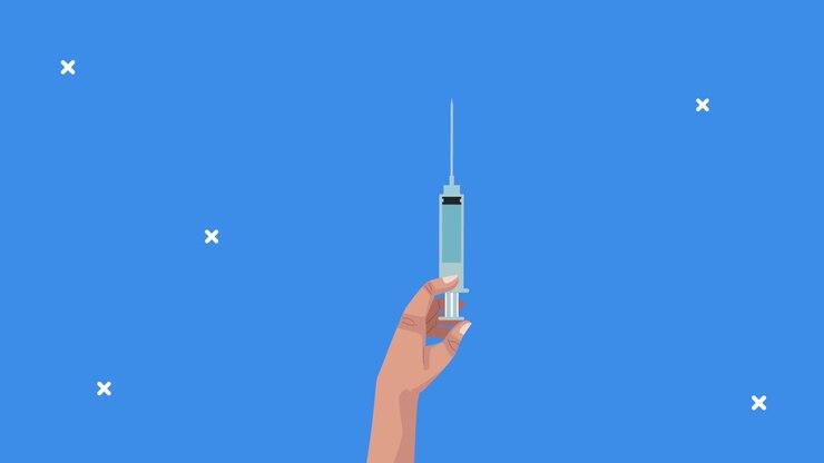hand with injection syringe animation