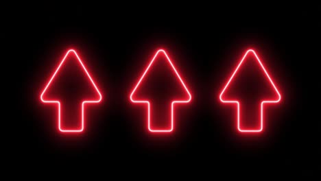 coloridas flechas de luz de neón brillantes sobre un fondo negro.