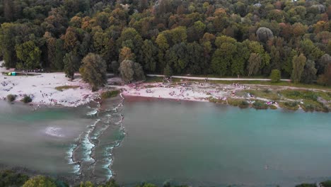 Flying-over-the-river-Isar-in-Munich-Germany