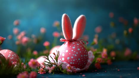 pink easter eggs with bunny ears