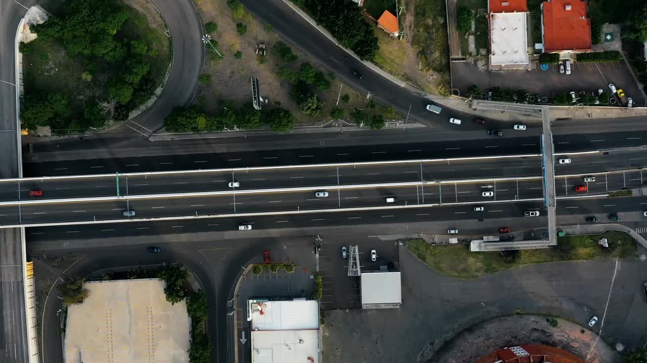 Hyperlapse of a highway during a sunset, drone