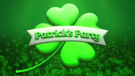 patrick party with irish green shamrocks on green gradient