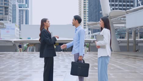 business meeting outdoors