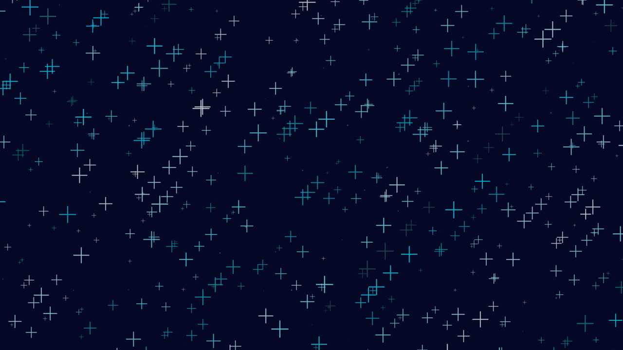 Fly neon crosses and confetti on dark galaxy