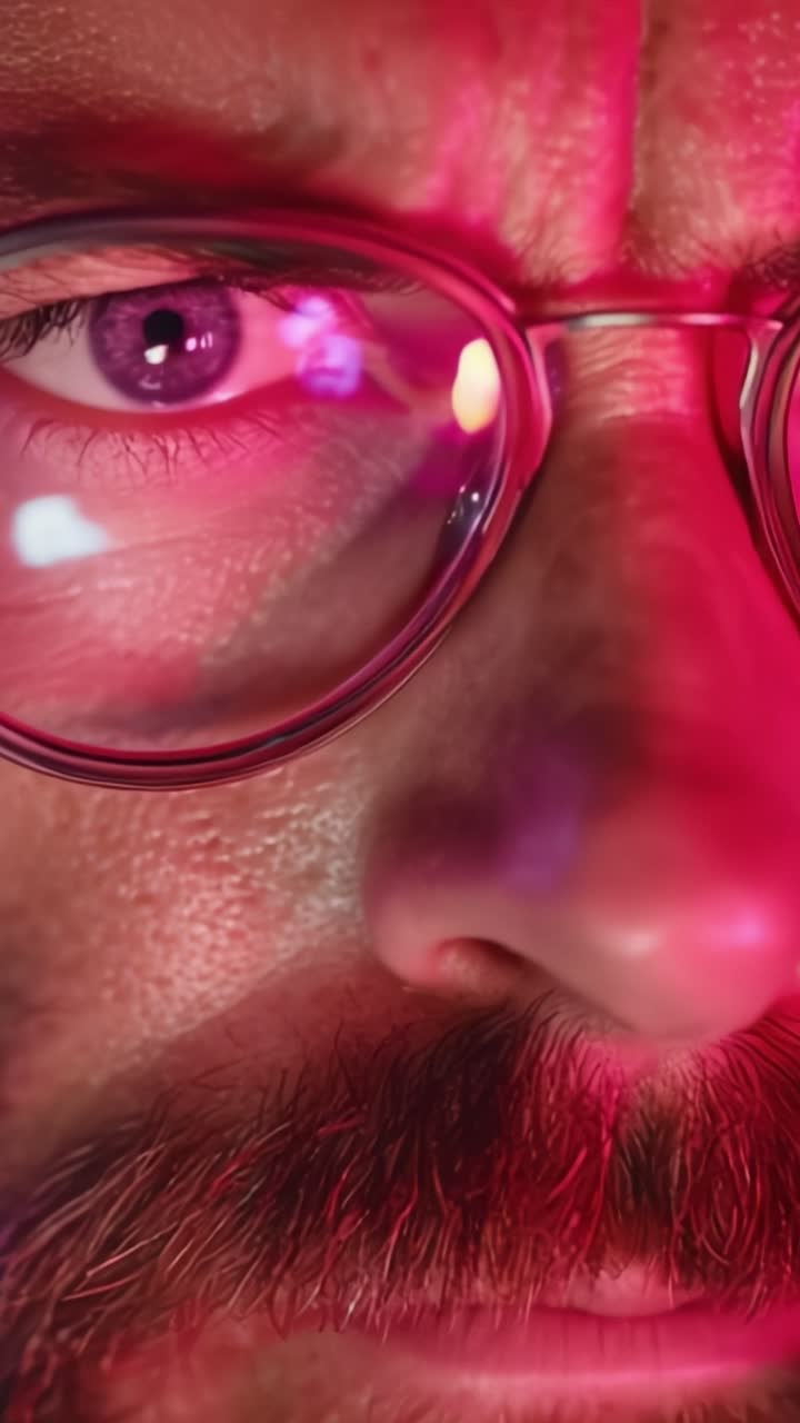 Intense Close-Up of a Man's Eye and Face with Dramatic Lighting, Capturing a Rich Emotional Expression and the Intricate Details of His Features