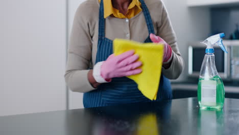 woman, spray bottle and cleaning or disinfecting