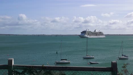 Yacht-race-and-cruise-liner-moored-from-Dunmore-East-park-on-a-blustery-autumn-day