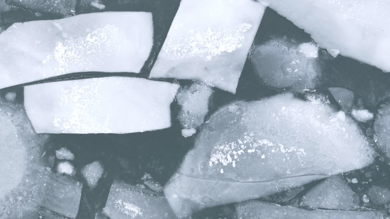 포트 엘진 호수에서 어진 얼음의 클로즈업, 겨울 동안, 텍스처의 명확한 세부 사항