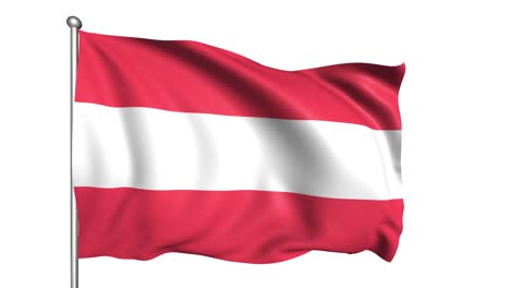 flag of austria with fabric structure in the wind (alpha channel, loopable)