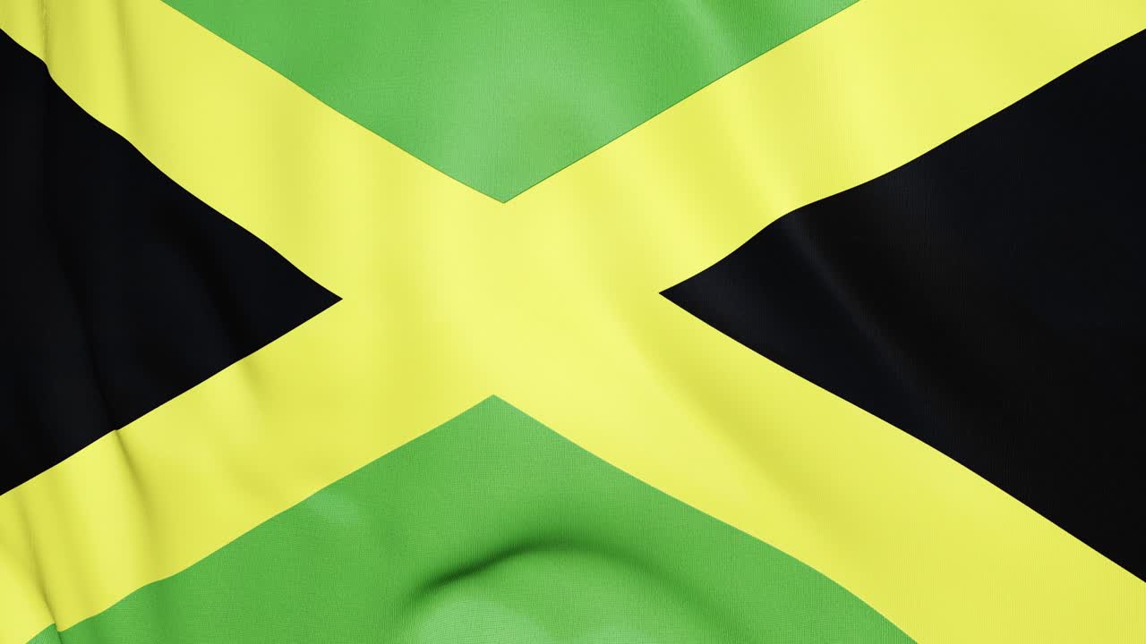 Jamaica flag waving animation closeup