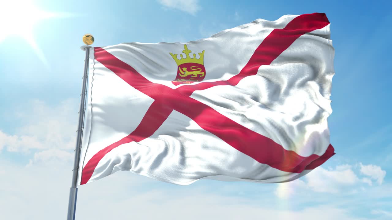 깊은 파란 하늘을 배경으로 바람에 흔들리는 유니폼 발, 국가 테마, 국제 개념, 3d 렌더링, 원활한 루프 4k