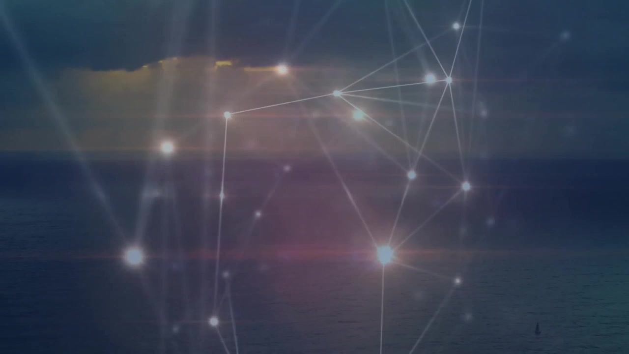 Network pulsing and reshaping forms as sun drifting inward sparking nodes grouping then scattering