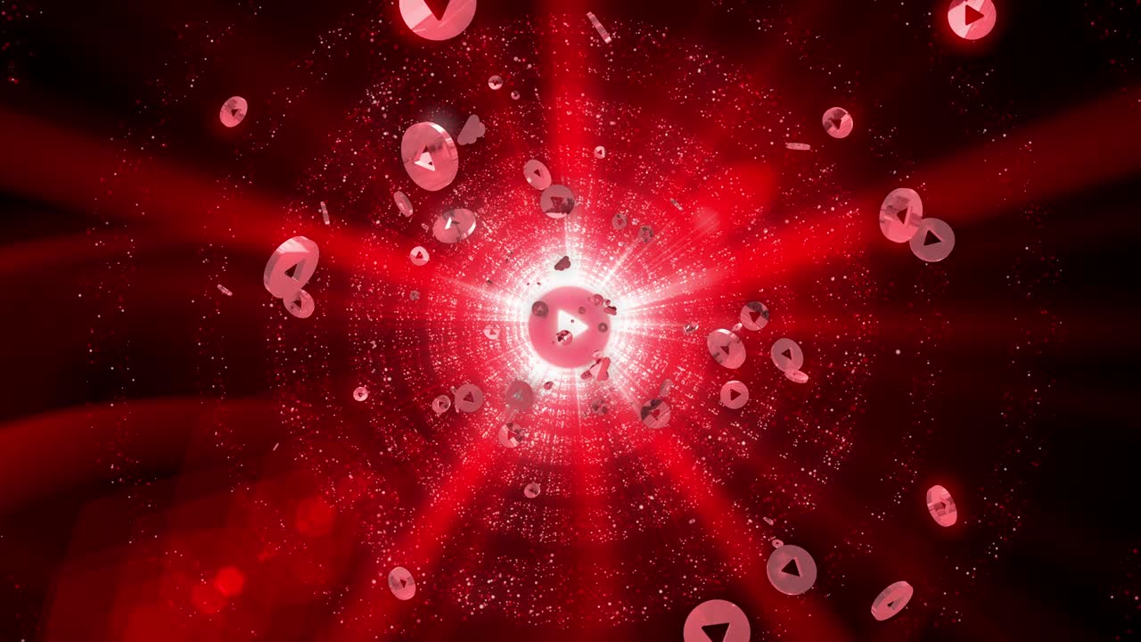 재생 버튼 빛 반이는 스트로크 네온 박이는 입자 루프 애니메이션