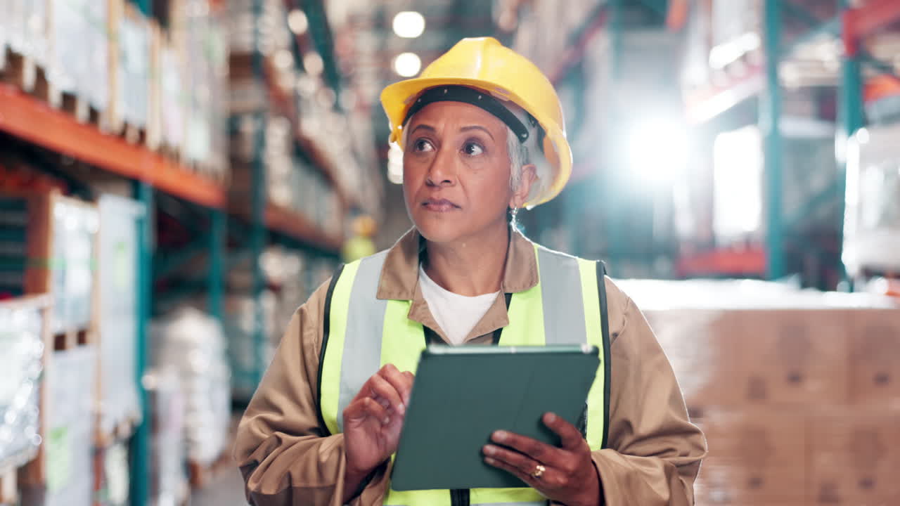 trabajador de almacén con tableta