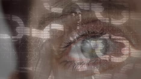 animación de cadenas y humano digital sobre el ojo