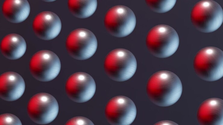 Matt metallic balls rotating. Abstract 3d animation.