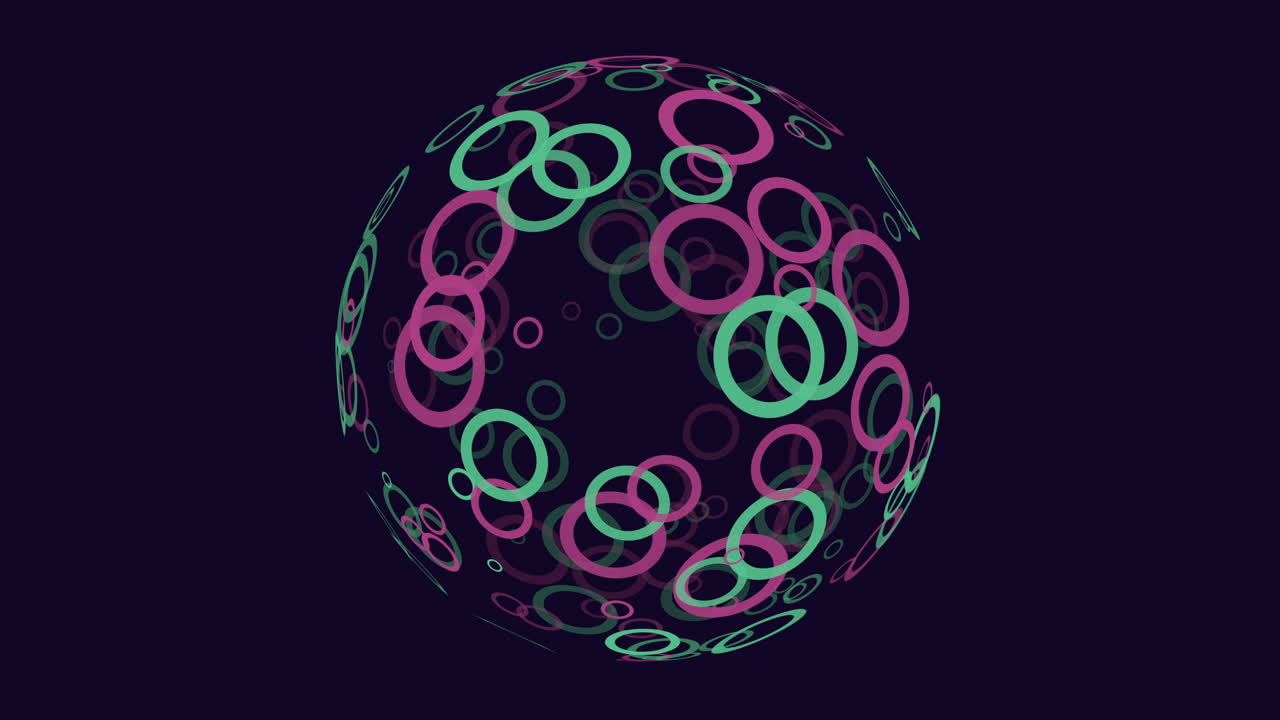 patrón de círculo verde y púrpura de bola 3d vibrante en fondo negro