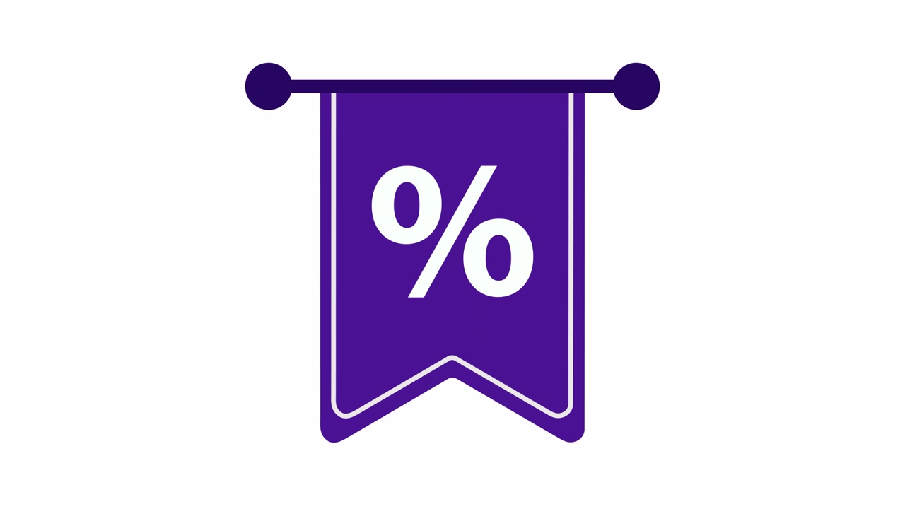 Icona banner animata viola con sconto percentuale