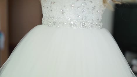 best wedding morning. luxury bridal dress close up