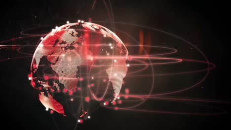 animación de la red de conexiones con puntos brillantes y globo