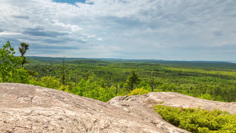 Time-lapse-of-clouds-moving-over-vast-forests-in-summer