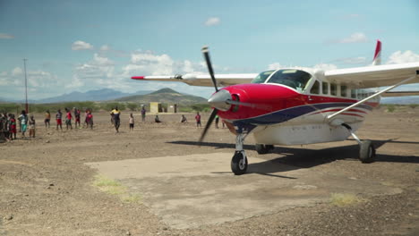 small propeller plan ready to take off in rural africa