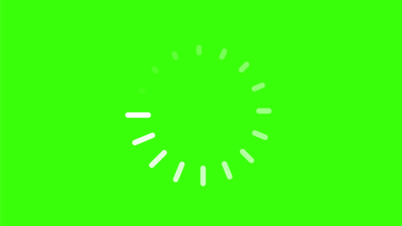 Animation of white line icon that are arranged around each other in a circle on green screen. Indicator for loading progress. Seamless looping. Video animated background.