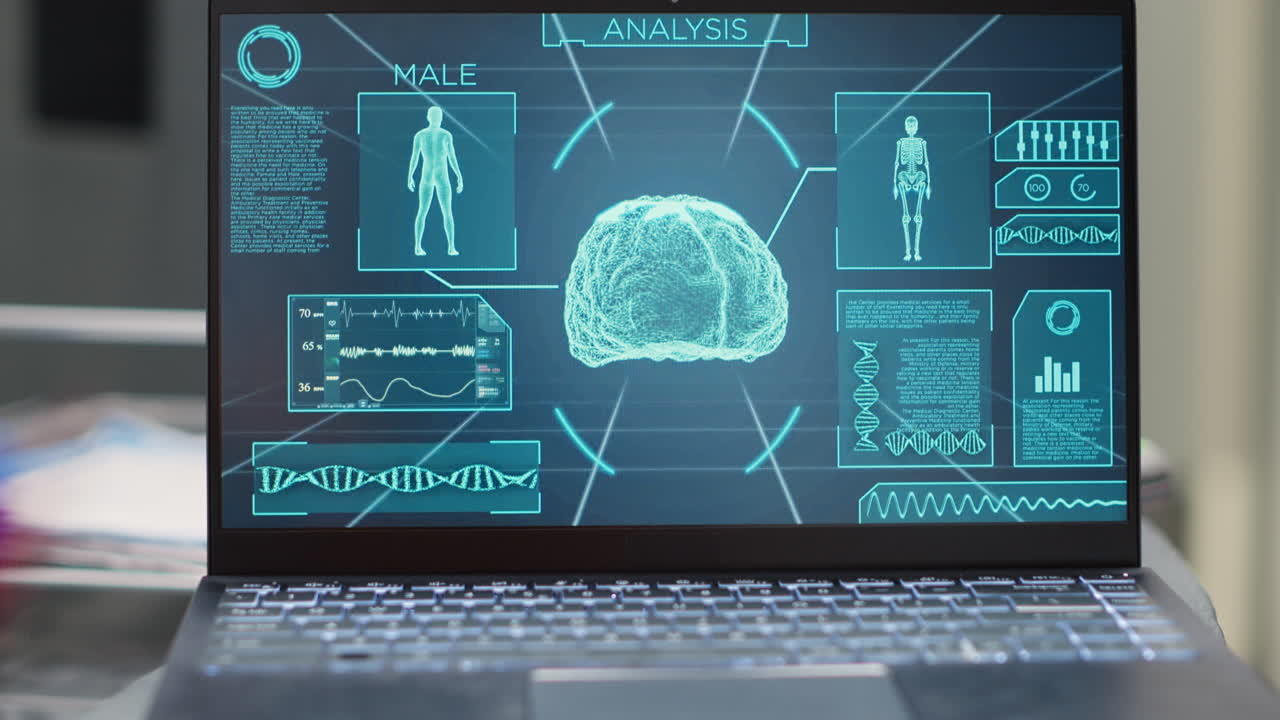 Empty front desk with brain analysis