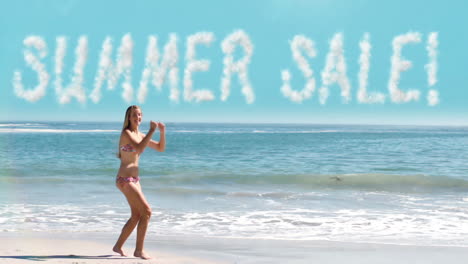 woman jumping at the beach