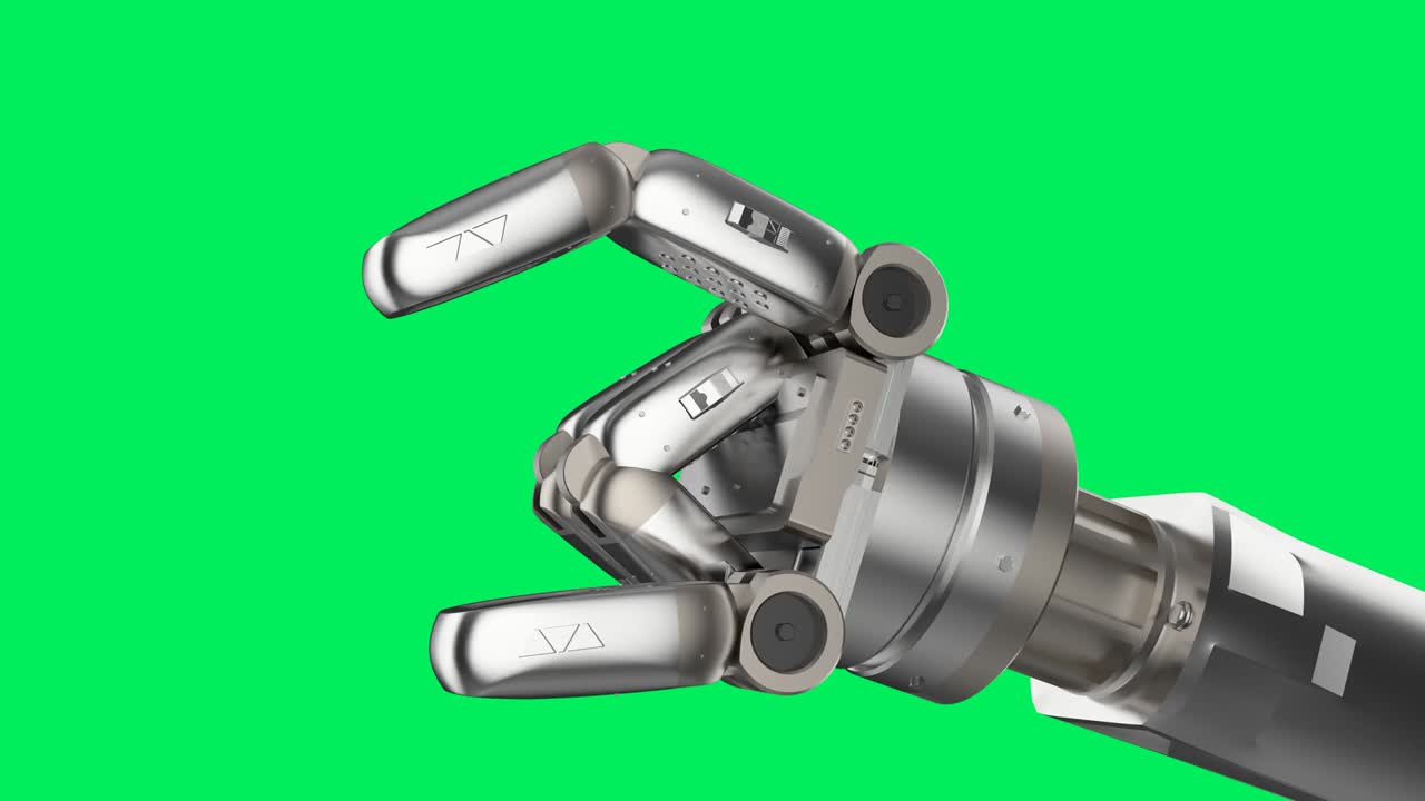 cyborg mano vacía en la pantalla verde