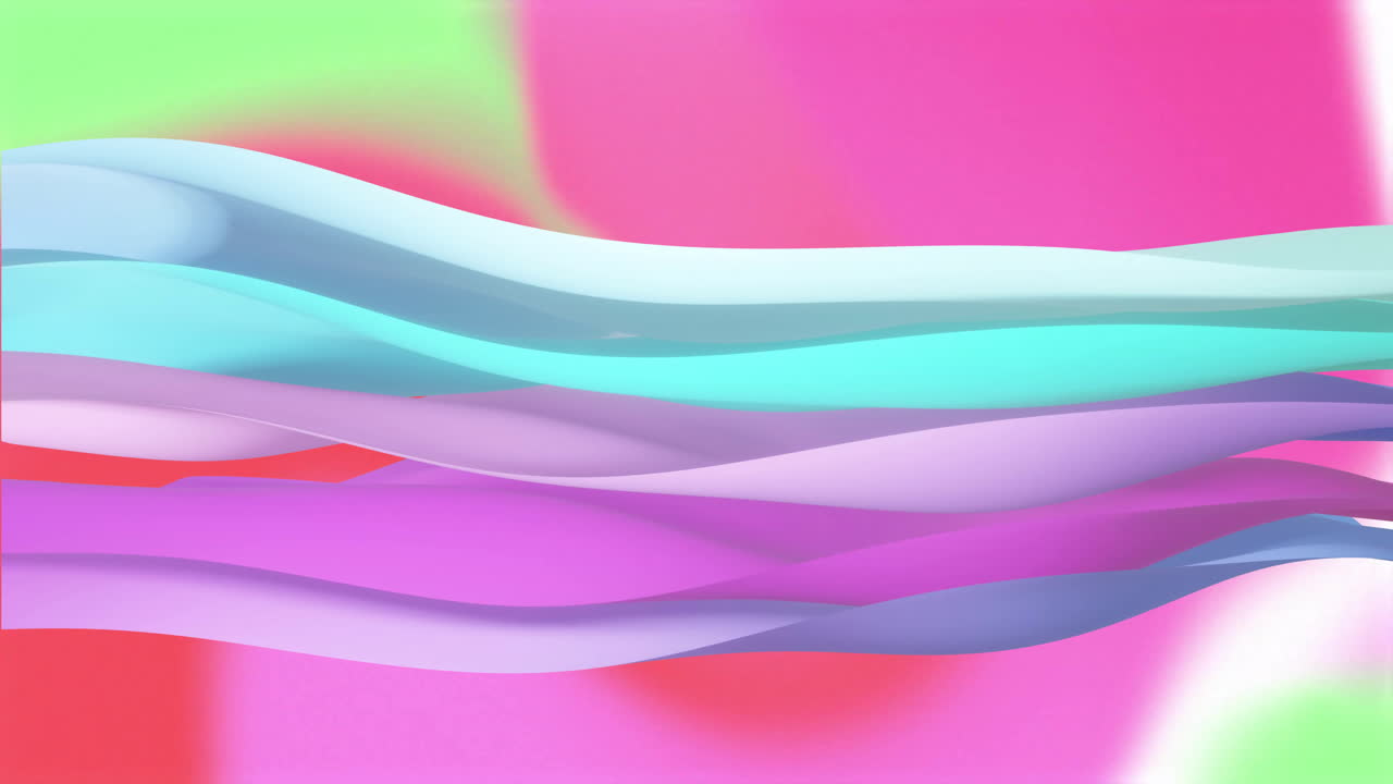 Animation of multi coloured layers waving over vibrant background
