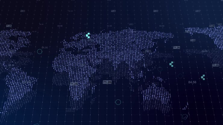 Virtual planet earth with particles and lines network connection big data global networking and