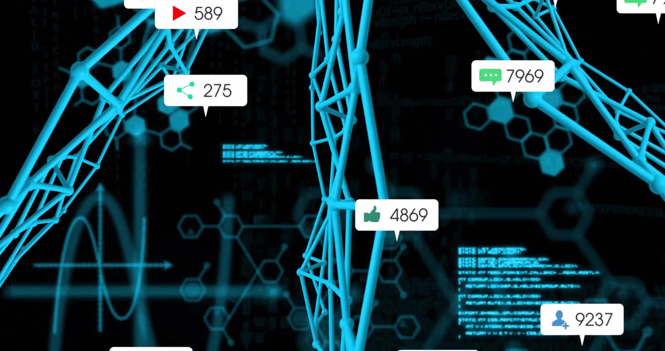 Single badge appearing, cyan lattice gathering icons at nodes indicating rising engagement