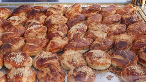 turkish pastries on display at a market