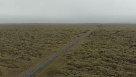 Aerial-shot-of-a-moss-covered-lava-field-in-Iceland