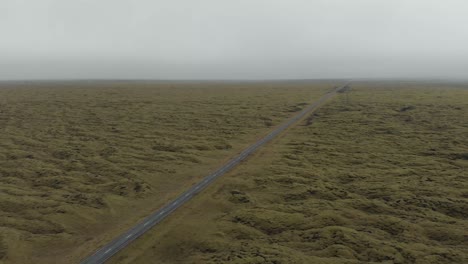 toma aérea de un campo de lava cubierto de musgo en islandia