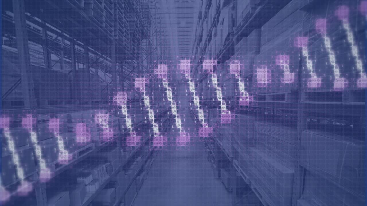 Animation of dna strand over warehouse
